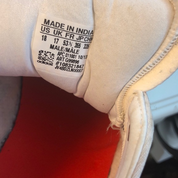 adidas Red & White Leather Sneakers Size 18 - Picture 9 of 9